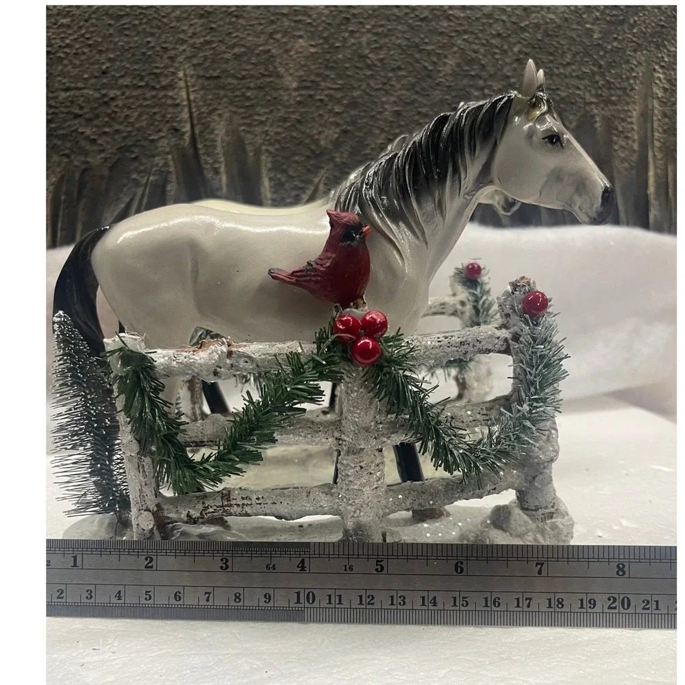 Collections Etc Majestic White Holiday Winter Horse Figurines Mantel Set of 2
